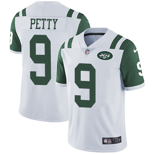 Nike Jets #9 Bryce Petty White Men's Stitched NFL Vapor Untouchable Limited Jersey - Click Image to Close